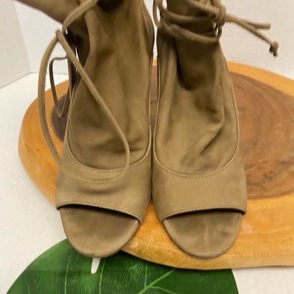 Vince Camuto Suede Peep Toe Wrap Tie Ankle Heels Booties - Picture 5 of 12